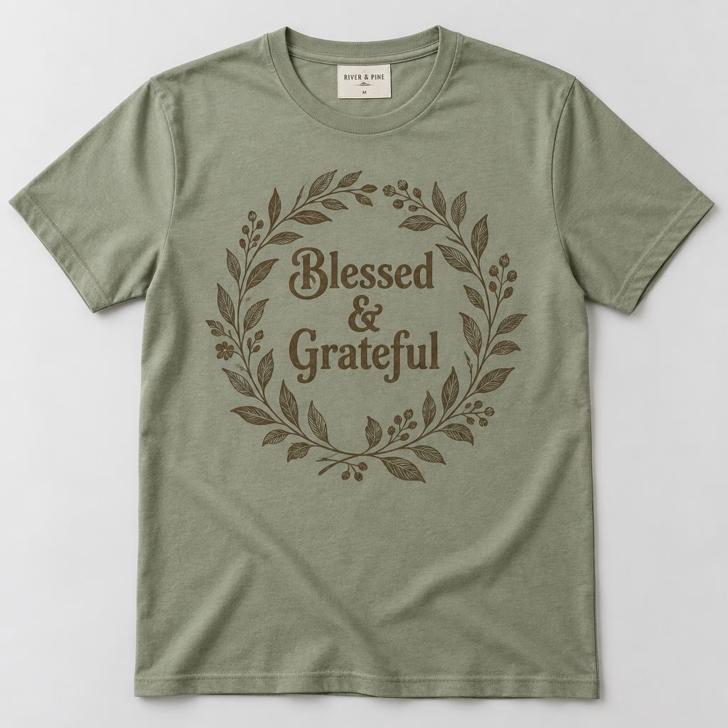 Blessed & Grateful premium Christian t-shirt